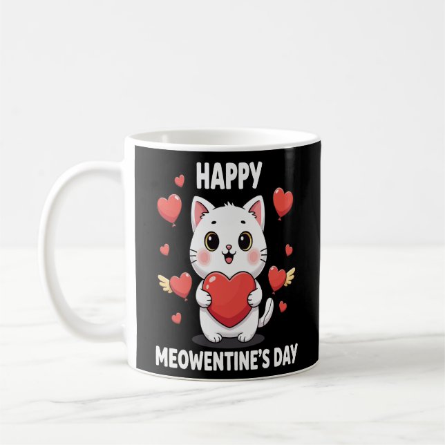 Cute Happy Meowentine’s Day Coffee Mug for Cat Lov (Gauche)