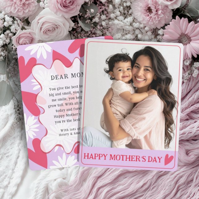 Cute Happy Mother’s Day Purple & Red Photo   (Créateur téléchargé)