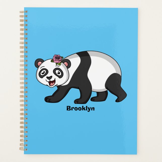 Cute happy panda bear with flower cartoon (Devant)