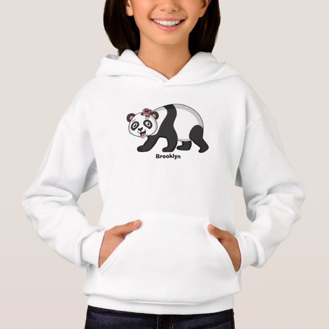 Cute happy panda bear with flower cartoon  (Devant)