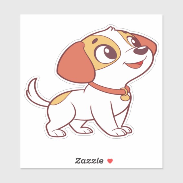 Cute Happy Puppy Cartoon Sticker (Feuille)