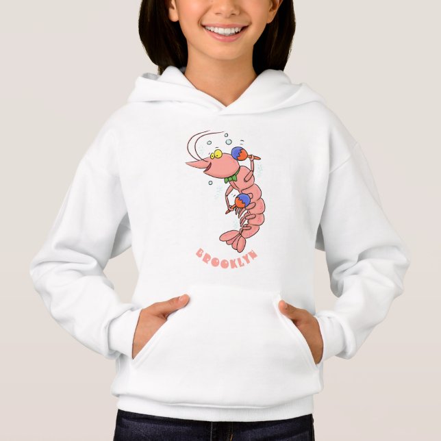 Cute happy shrimp, dessin animé de crevettes (Devant)
