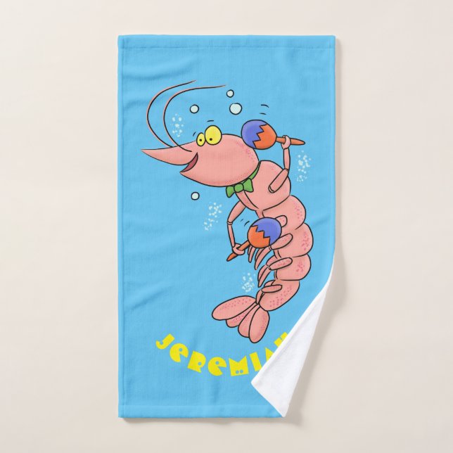 Cute happy shrimp, dessin animé de crevettes (Serviette à main)