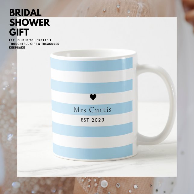 Cute Heart Mariage Mug Quelque Chose Bleu Stripes (Créateur téléchargé)