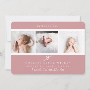 Cute Heart Photo Collage Faire-part de naissance
