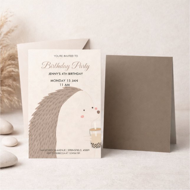 Cute Hedgehog Birthday Invitation (Créateur téléchargé)