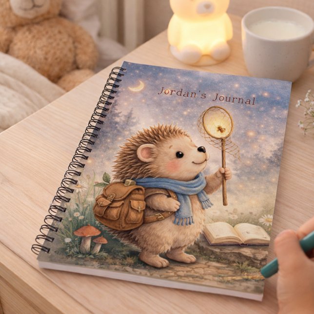 Cute Hedgehog & Firefly Personalized Kids Journal (Créateur téléchargé)