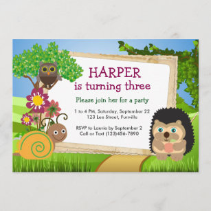 Cute Hedgehog Invitation personnalisée pour l'anni