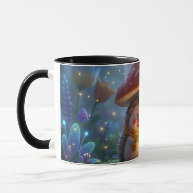 Cute Hedgehog Mushroom Woodland Coffee Mug (Gauche)