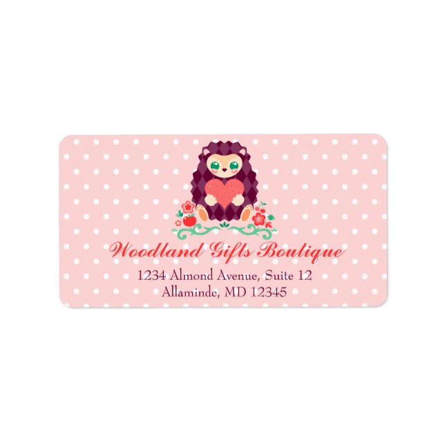 Cute Hedgie avec coeur - Étiquette de adresse sur  (Devant)