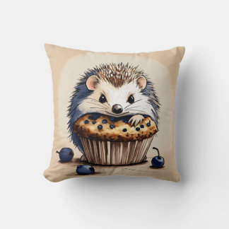 "Cute Hérisson Profitant d'un Coussin de muffin au