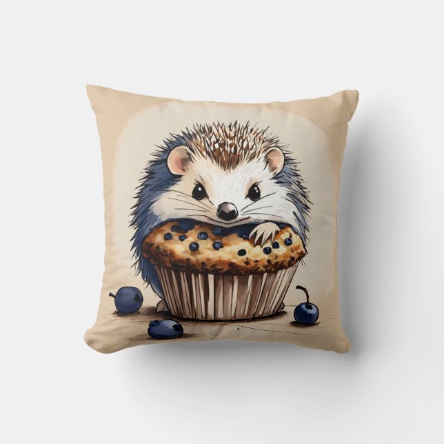 "Cute Hérisson Profitant d'un Coussin de muffin au (Recto)