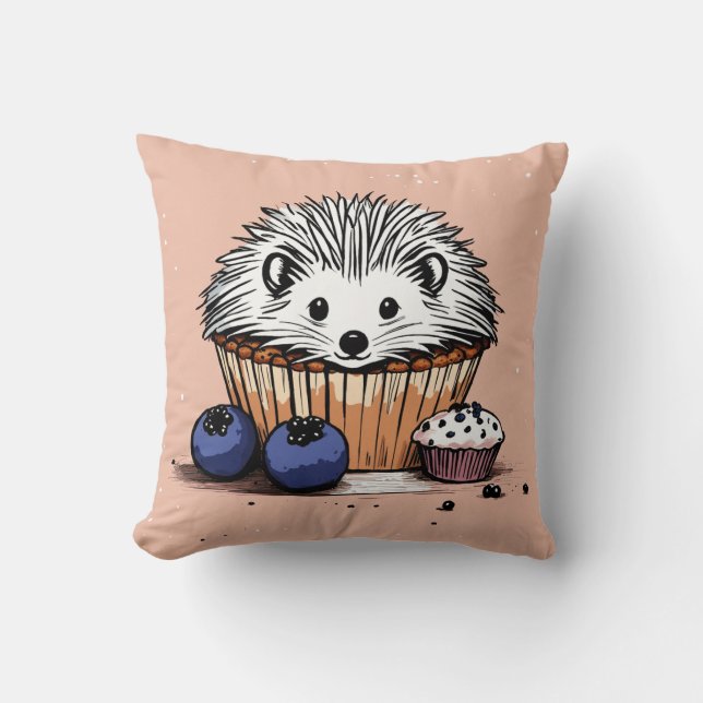 "Cute Hérisson Profitant d'un Coussin de muffin au (Recto)