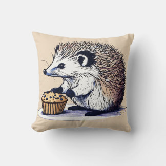 Cute Hérisson Profitant d'un Coussin de muffin ble