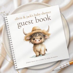 Cute Highland Cow Baby shower Livre d'invité