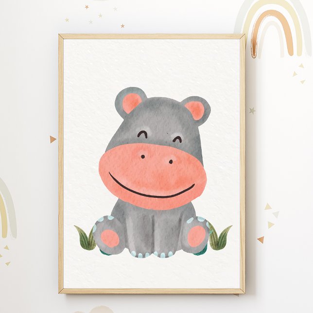 Cute Hippo Nursery Poster Enfants Décor Chambre (Créateur téléchargé)
