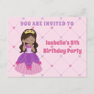 Cute Hispanic Princess Invitation de fête d'annive