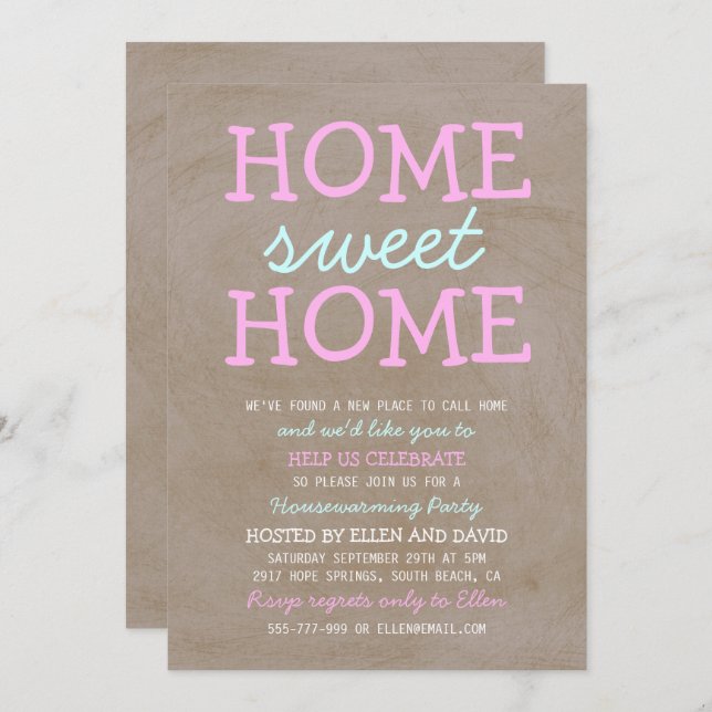 Cute Home Sweet Home Accueil Ménage Invitations (Devant / Derrière)