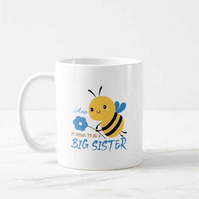 Cute Honey Bee Big Sister Custom Name Coffee Mug (Gauche)