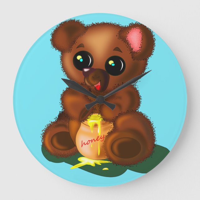 Cute horloge murale d'ours de miel Personnalisatio (Recto)