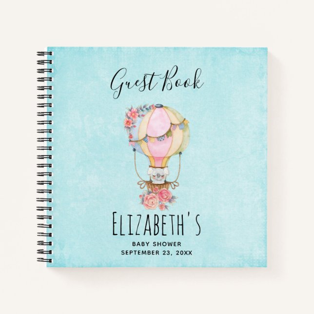 Cute Hot Air Balloon Aquarelle Douche Livre d'invi (Devant)