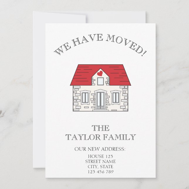 Cute House New Home Moving Faire-part (Devant)