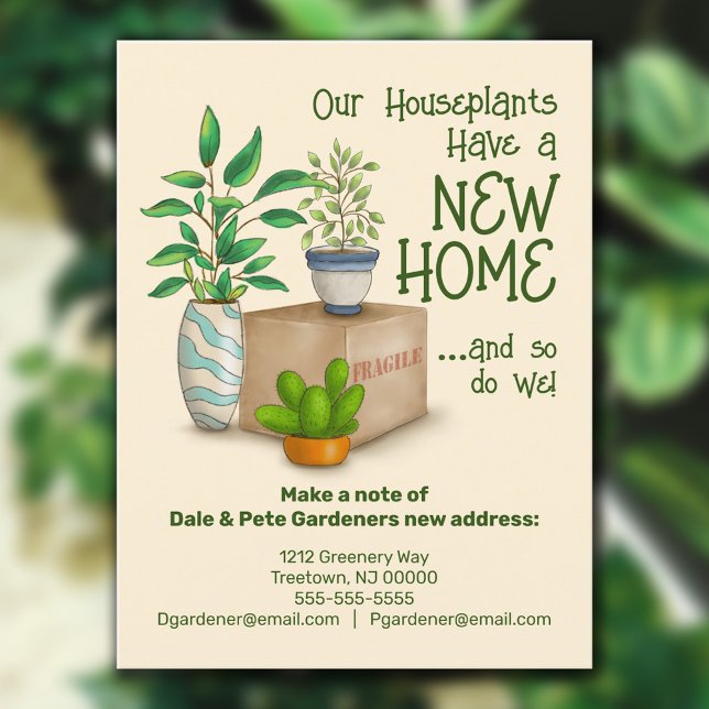 Cute Houseplants Nous avons Déplacé Carte Postale (Créateur téléchargé)