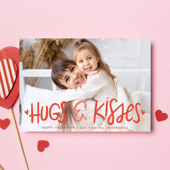 Cute Hugs and Kisses Photo Carte Saint Valentin (Créateur téléchargé)