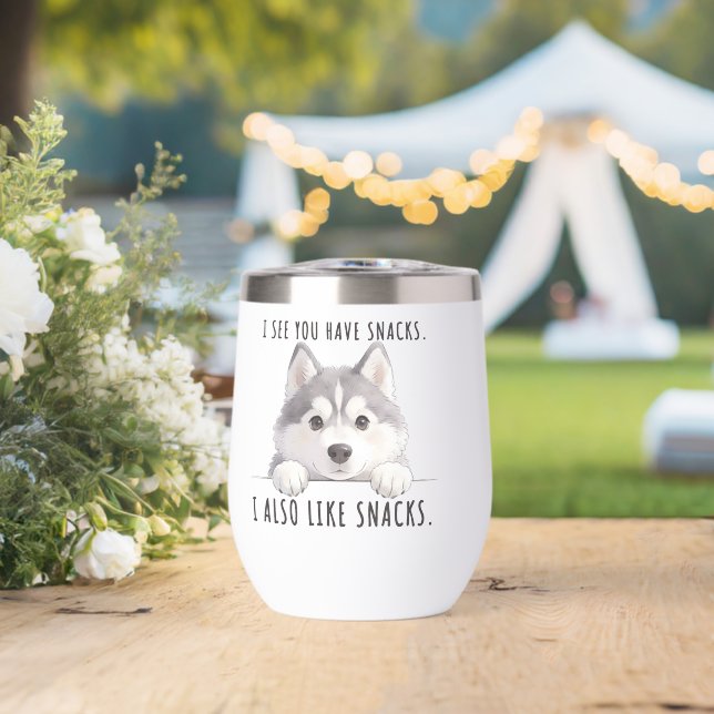 Cute Husky Dog Snacks Quote Funny Minimalist (Mariage (pivoté))