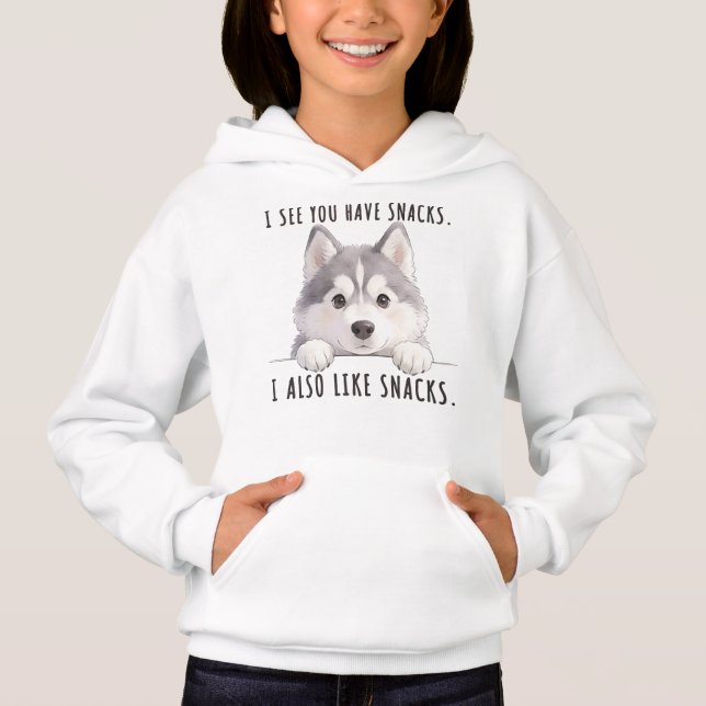 Cute Husky Dog Snacks Quote Funny Minimalist (Devant)