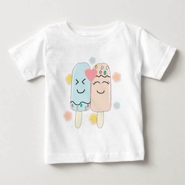 Cute Ice Cream Popsicle Friends Baby T-Shirt (Devant)