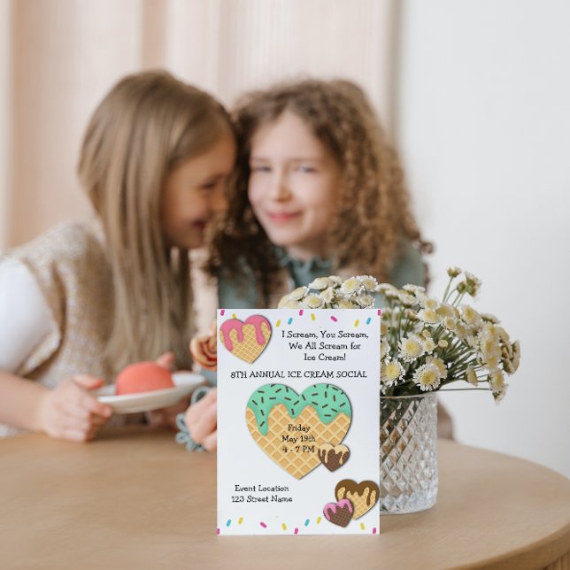 Cute Ice Cream Social Party Invitation (Créateur téléchargé)