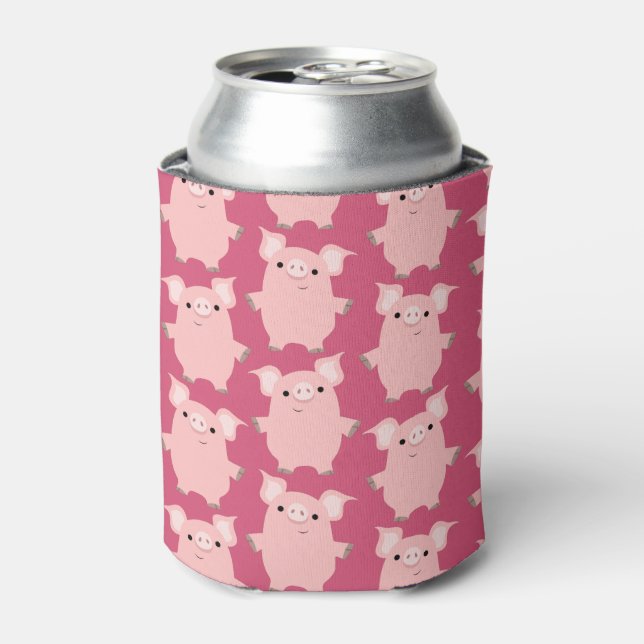 Cute Inquisitive Cartoon Pigs Can/Bottle Glacière (Can devant)