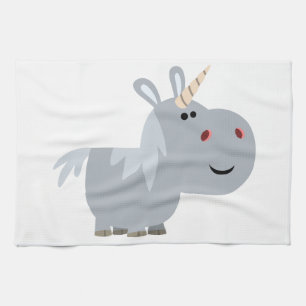 Cute Inscrutable Carton Unicorn Serviette de cuisi