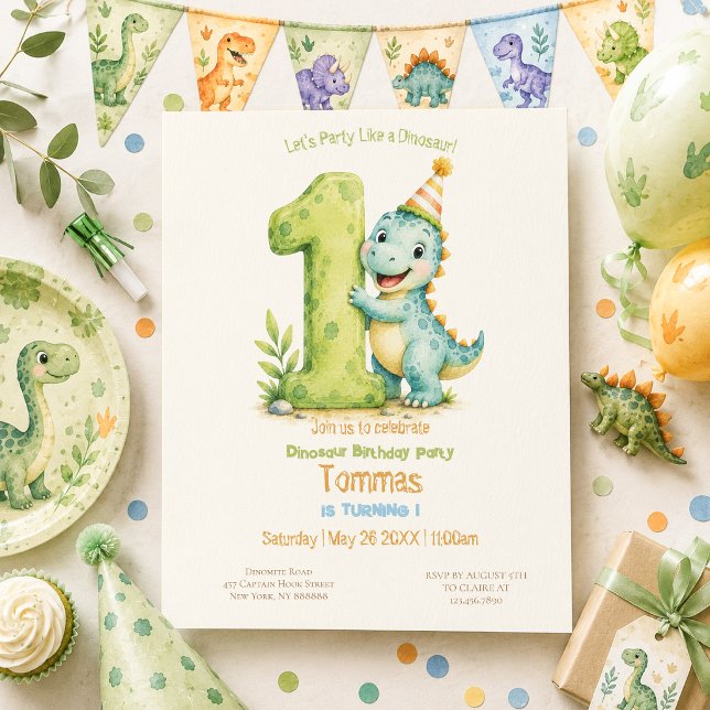 Cute Invitation Anniversaire 1ère année sur le thè (Créateur téléchargé)