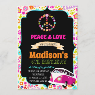 Cute invitation hippie