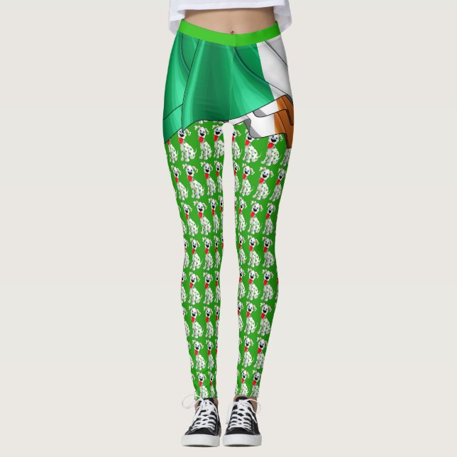 Cute Irlandais Shamrock Chien Pop de mode Leggings (Devant)