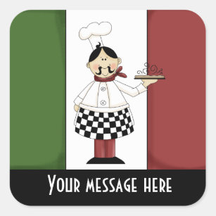 Cute Itaian pizza chef ajouter message autocollant