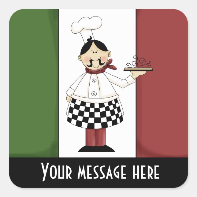 Cute Itaian pizza chef ajouter message autocollant (Devant)