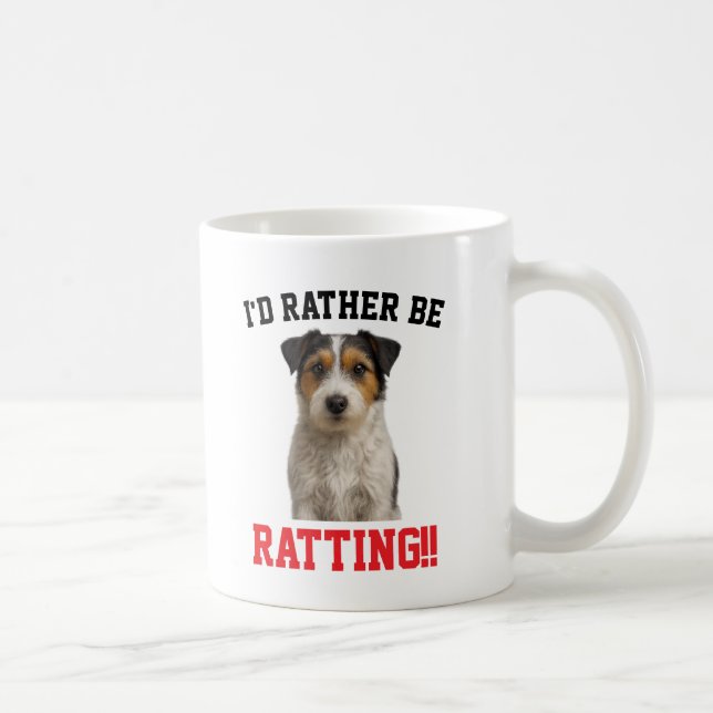 Cute Jack Russell 'I'd rather be RATTING' mug (Droite)