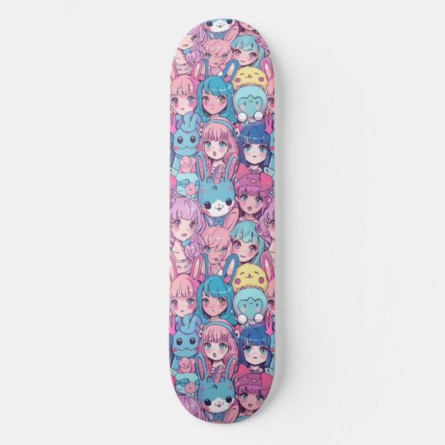 Cute Japapese Anime Girl Motif Skateboard (Recto)