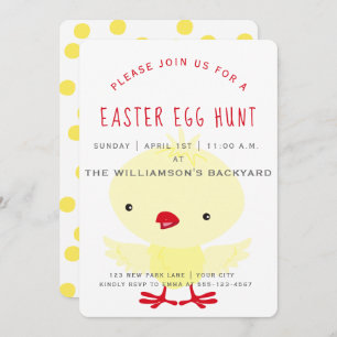 Cute Jaune Canard   Invitation à la chasse aux oeu