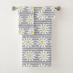 Cute Jaune Daisy Floral Gris Gris Motif