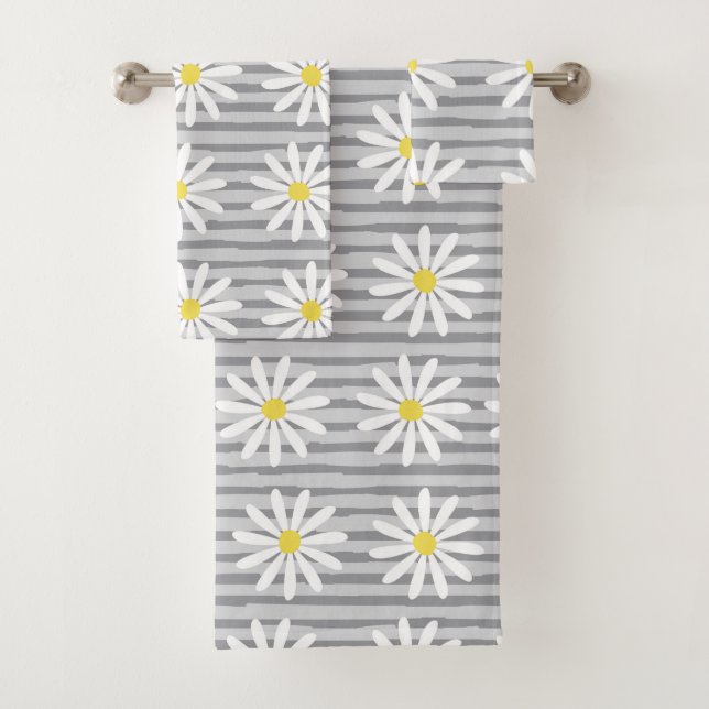 Cute Jaune Daisy Floral Gris Gris Motif (En situation)
