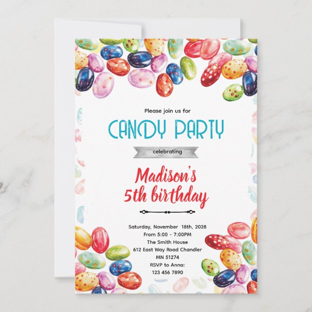Cute jellybean party theme invitation (Devant)