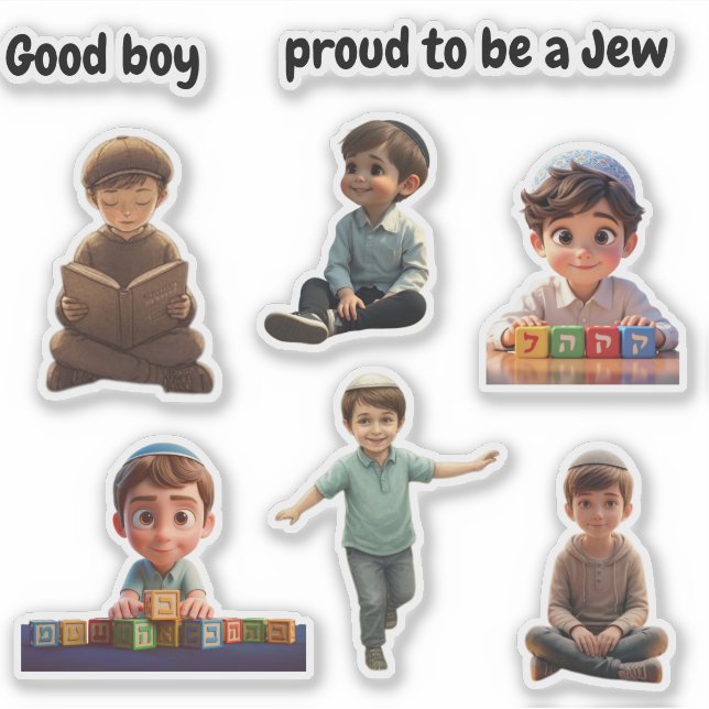 Cute Jewish Kids Sticker – “I’m Proud to Be Jewish (Devant)