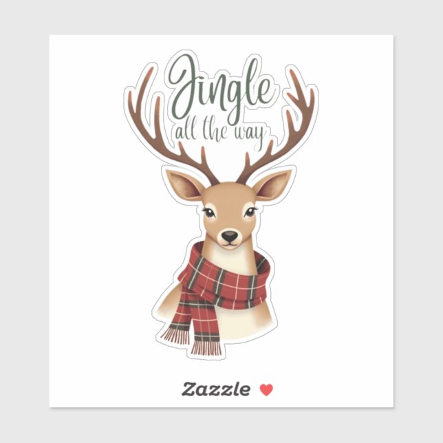 Cute Jingle All The Way Reindeer Sticker (Feuille)