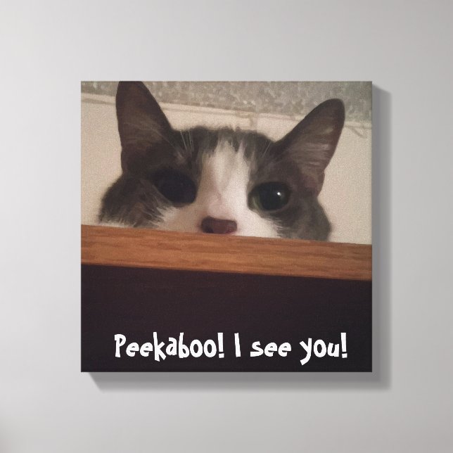 Cute Joueuse Kitty Chat Image Enveloppé Toile (Recto)