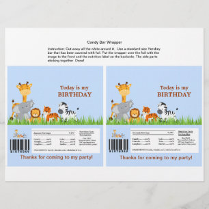Cute Jungle Animaux Garçon Barre de Bonbons Wrappe