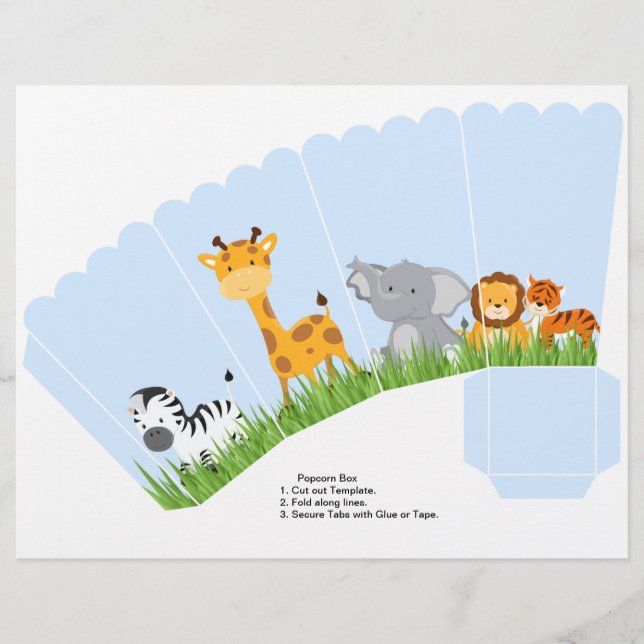 Cute Jungle Animaux Garçon Coffret Popcorn Scallop (Devant)